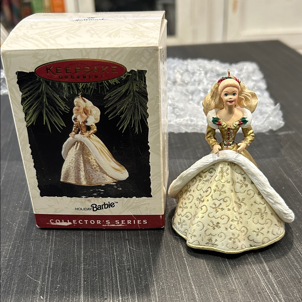 1994 Hallmark Keepsake Holiday Barbie #2 Ornament - Gold and Cream